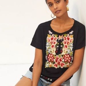 ANTHROPOLOGIE Embroidered Floral Top by Tiny in Size XS